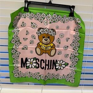 Moschino Kids Bib with Teddy Bear - Pink and Green